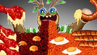 "Plant Epic Wubbox" Korean Food: Spicy Noodles, Fried Chicken | My Singing Monsters x Mukbang ASMR