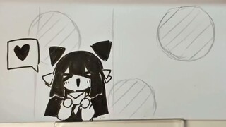 [Meme vẽ giấy theo từng khung hình] 🖤Tai mèo bay lên từ tính!🖤