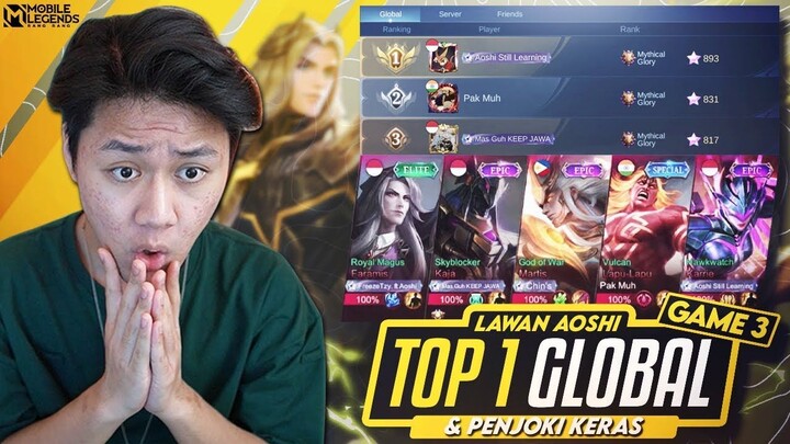 GAME 3 LANCELOT JEJE LAWAN TOP 1 GLOBAL AOSHI & PARTY PENJOKI KERAS ! GAME KERAS