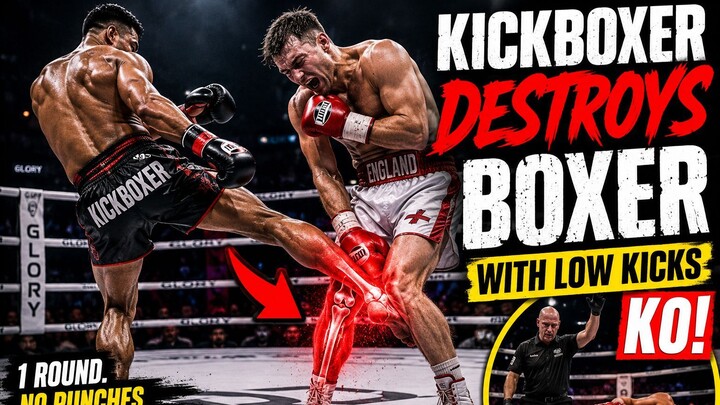 KICKBOXER DESTROYS BOXER WITH LOW KICKS KO #Shorts #Kickboxing #LowKick #boxing #knockout #miketyson