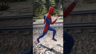 GTA V: SPIDER-MAN SAVING CHOP FROM THOMAS THE TRAIN #shorts