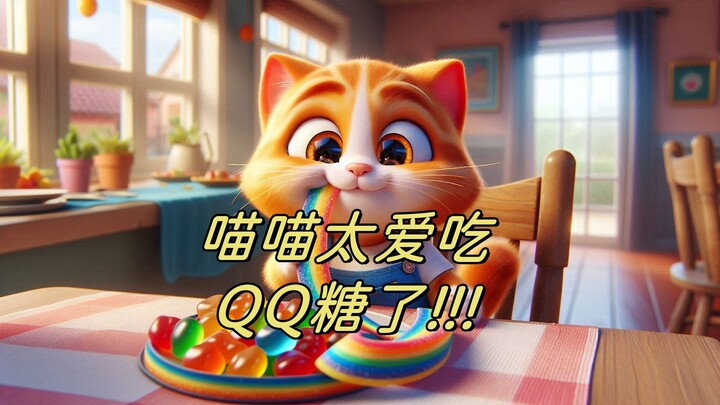 น้องแมวส้มชอบกินลูกอมคิวคิว