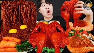 ASMR MUKBANG 직접 만든 양념 치킨먹방! 스테이크 짜파게티 레시피 & 먹방 FRIED SHRIMP AND BLACK BEAN NOODLES EATING SOUND!