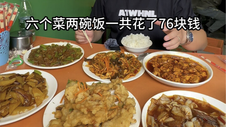东北菜馆 六个菜两碗饭 三荤三素一共70多