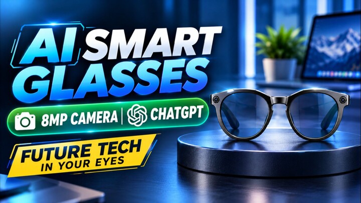 2026 AI Smart Glasses 8MP Camera HD Video Recording & ChatGPT