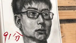 It’s so fast to get a 90-point score for a sketch portrait!