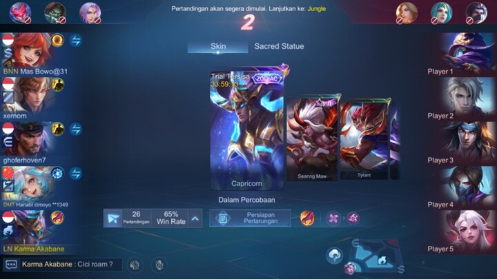 WIN RATE MARTIS 5 TANPA KALAH