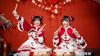 过年啦，谁能拒绝可爱年画妹妹呢？双生花 【毛巾x可心喵】