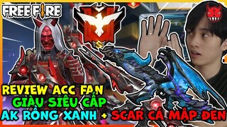 [FREE FIRE] REVIEW ACC FAN CỨNG CÓ CẢ AK RỒNG XANH VÀ SCAR CÁ MẬP ĐEN SIÊU GIÀU