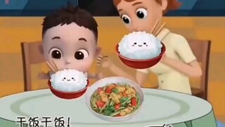 嘟嘟吃饭去上学！