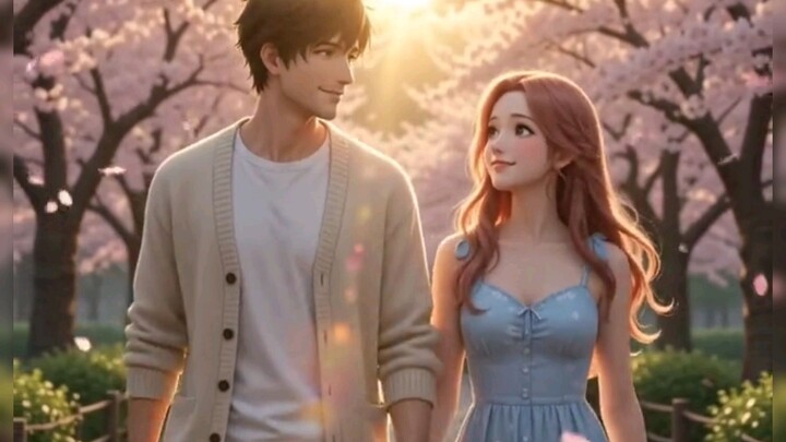 🌸 Anime Couple Love Story ❤️ | Cherry Blossom Sunset | Romantic Anime Short