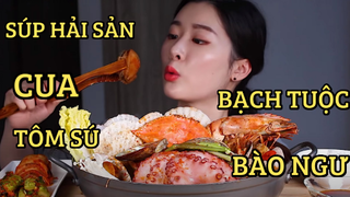 [Mukbang TV] - Súp hải sản - Bạch tuộc, tôm sú, sò điệp, cua, bào ngư