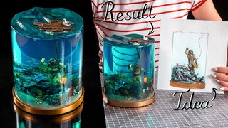 How to Make a Night Light Deep Sea Diver Diorama // Resin Art // Subnautica