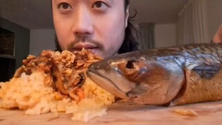 ASMR Smoked Mackerel Fish & Mushroom Rice 🍚🐟 EATING SOUNDS