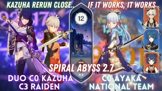 Duo C0 Kazuha C3 Raiden Shogun & C0 Ayaka National | Spiral Abyss 2.7 Floor 12 - 9⭐