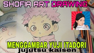 menggambar yuji itadori dari anime jujutsu kaisen