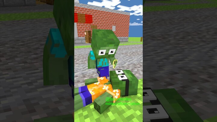 Baby zombies help people in distress and get rewarded 😘 -monster school #minecraft  #shorts #funny