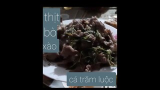 Bò xào cá trắm luộc. Bữa cơm ngon lành