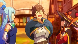 He actually stole Kazuma's magical gavel, and Kazuma was immediately defeated