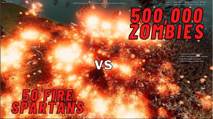 50 SPARTAN WITH FIRE BALL JUTSU vs 500K ZOMBIES : Ultimate Epic Battle Simulator 2
