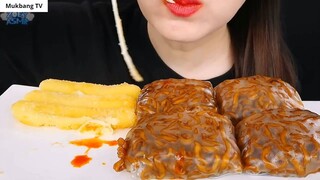 ASMR MÌ ĐẬU ĐEN CUỐN BÁNH TRÁNG, PHÔ MAI QUE, SỐT CHÁY 5