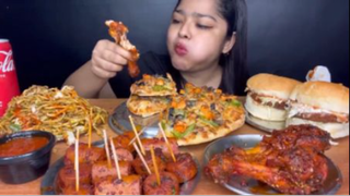 MUKBANG mì gà cay piza ASMR #asmr #mukbang