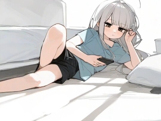 My little sister loves to sprawl on the sofa like a kitten, not letting me say a single word!