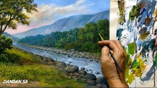 CARA MUDAH MELUKIS -  MENGGAMBAR PEMANDANGAN ALAM / HOW TO PAINT SCENERY BY DANDAN SA, Tutorial 35