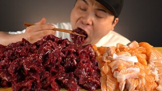 [Mukbang TV] - Ăn cá hồi và thịt sống | ASRM