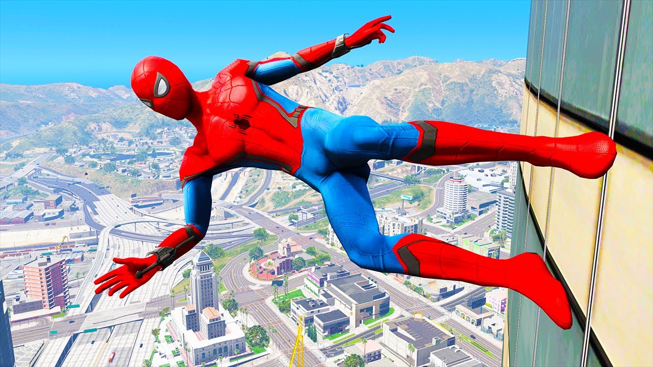 GTA 5 Spiderman Gameplay - Spider-Man Funny Moments & Fails, Jumps -  Bilibili