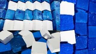 Blue 💙 and white🤍 gym chalk ASMR blocks dyed & crunchy chalk💫