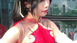 Red dress cosplay girl