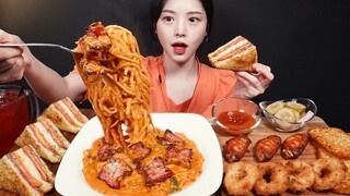 [Mukbang TV] - Bánh Monte Cristo và mì Bacon Rose Pasta| ASRM