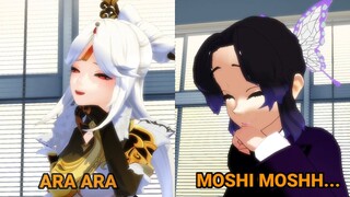 Ningguang Say Ara Ara & Shinobu Kocho Moshi Moshh... | Genshin Impact x Demon Slayer | MMD