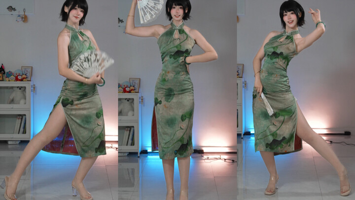 Elegant Chinese-style beauty in a cheongsam—what a figure, absolutely stunning! Let me dance for you
