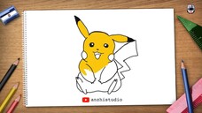 Cara melukis Pikachu • How to drawing Pikachu of Pokemon