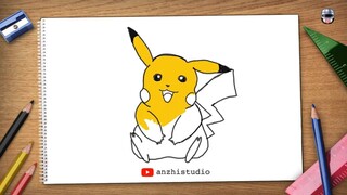 Cara melukis Pikachu • How to drawing Pikachu of Pokemon