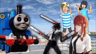 Thomas Exe Bikin Kacau😱 Makima Dan Chainsaw Man Marah😡😭 Yuta Mio Sakura School Simulator