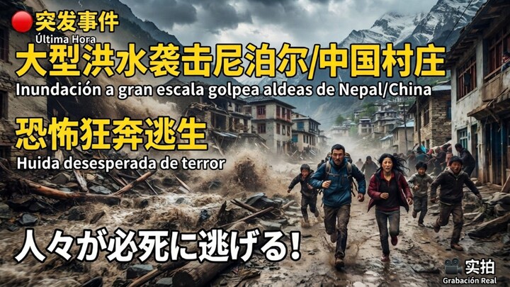 Así fue la violenta avalancha y crecida repentina en la frontera entre Nepal y China
