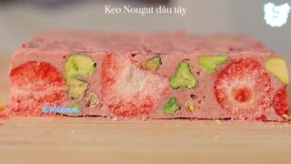 Làm kẹo Nougat dâu tây siêu xinh siêu ngon nhaaa :3 #videohaynhat
