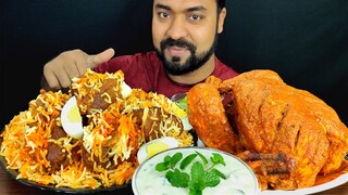 HYDERABADI MUTTON DUM BIRYANI, SPICY WHOLE CHICKEN CURRY, RAITA, SALAD ASMR MUKBANG EATING SHOW ||