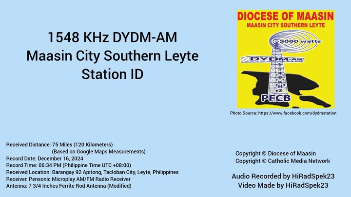 1548 KHz DYDM-AM Maasin Station ID