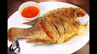วิธีทอดปลาให้หนังกรอบ ไม่ติดกระทะ ปลานิลทอดเกลือ : Fried Tilapia Recipe l Sunny Thai Food