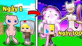 TÔ GÀ 100 NGÀY HOÁ THÀNH MEW POKEMON TRONG MINECRAFT*TÔ GÀ HOÁ THÀNH MEW