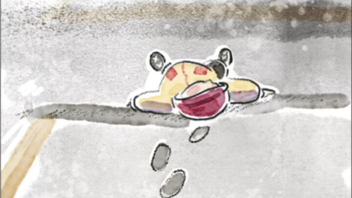The baby goes out and performs lying flat on the spot