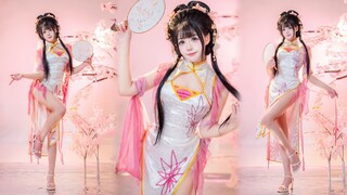 ❀ชุดกี่เพ้าลายดอกท้อ❀ ล้อมรอบด้วยสีชมพู เต้นรำไปตามแสงฤดูใบไม้ผลิ