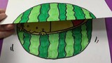 西瓜创意折叠画，好像有人在偷吃西瓜，快来看看是谁吧