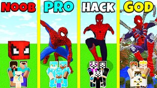 Minecraft Battle: NOOB vs PRO vs HACKER vs GOD: SPIDERMAN STATUE HOUSE BUILD CHALLENGE / Animation