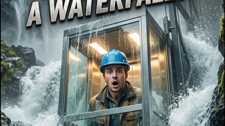 An elevator rises through a massive waterfall! 🌊 Would you dare to take this impossible ride? 😱