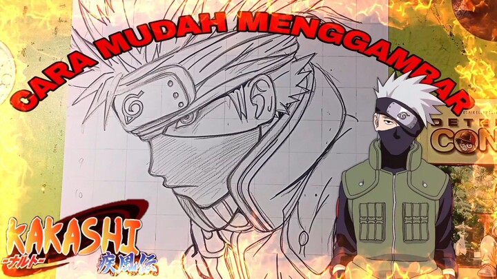 cara yg sangat mudah menggambar anime, Kakashi dari anime Naruto